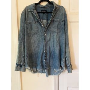 Lucky Brand Distressed Chambray Top